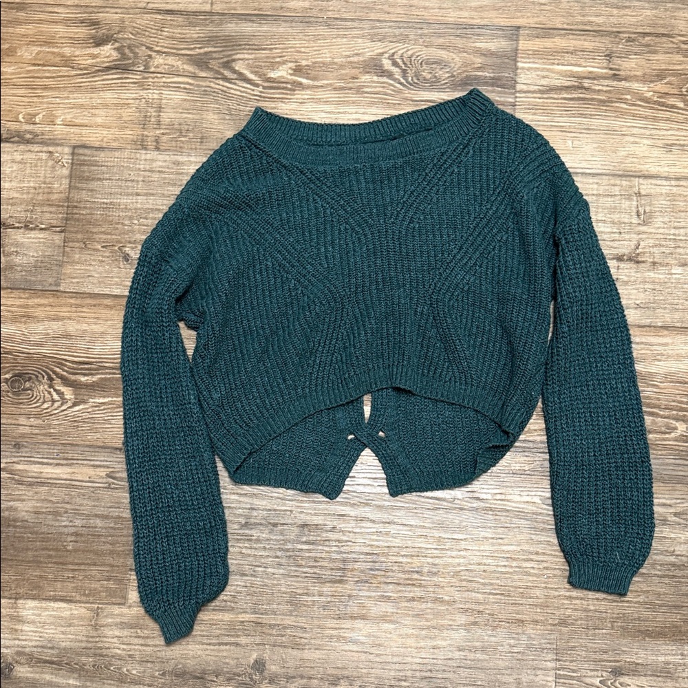 Express Deep Green V-Neck Sweater